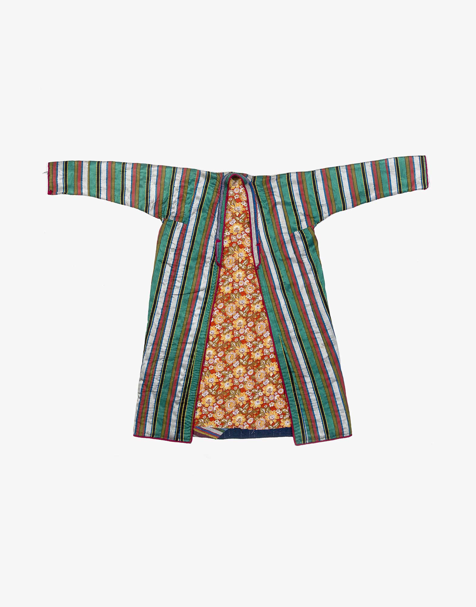 Central Asian Turcoman Silk And Cotton Kaftan Robe