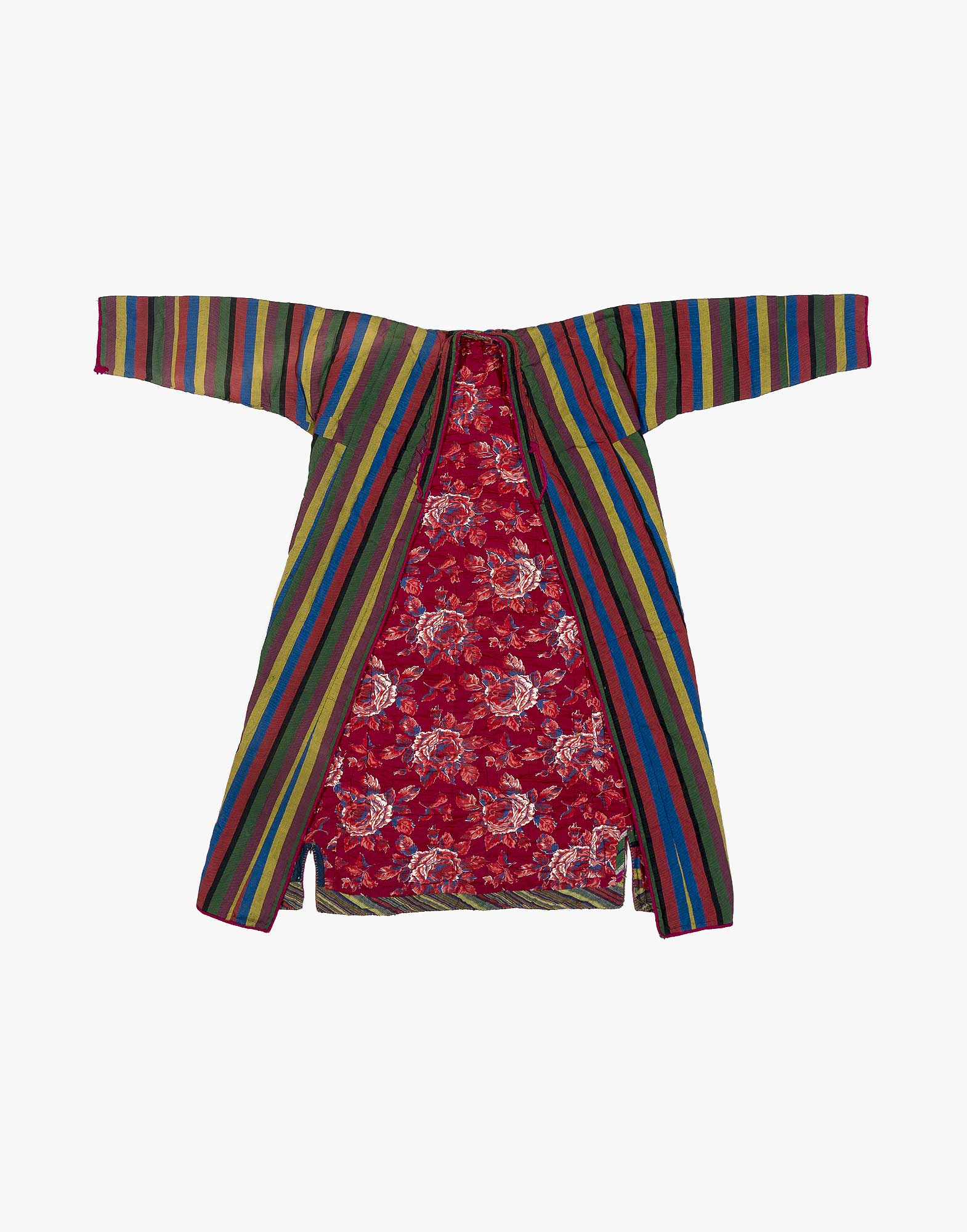 Central Asian Turcoman Silk And Cotton Kaftan Robe