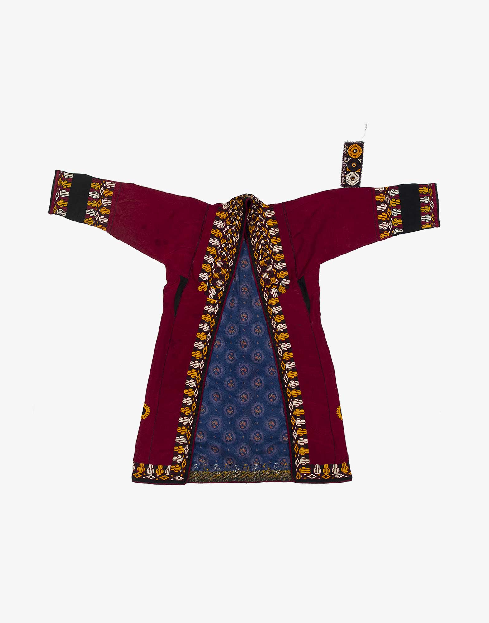 Central Asian Turcoman Silk And Cotton Kaftan Robe