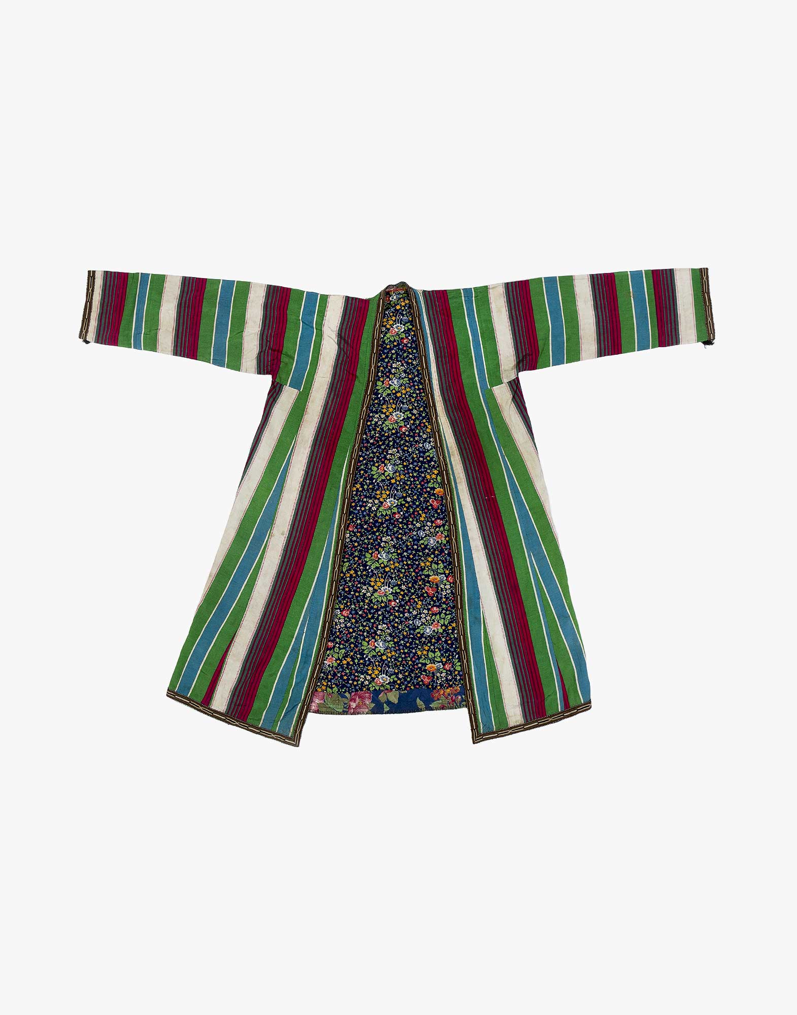 Central Asian Turcoman Silk And Cotton Kaftan Robe