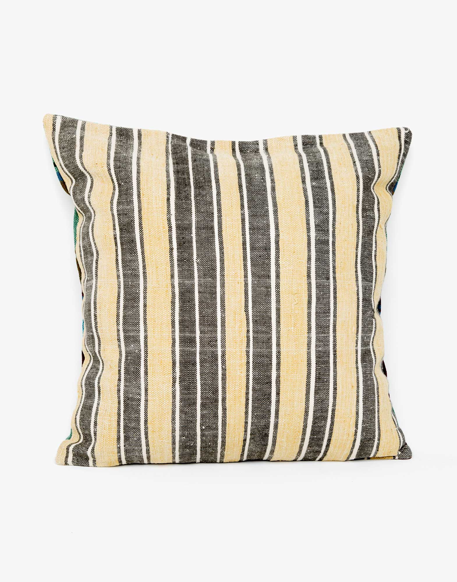 Handwoven Vintage Kilim and Ikat Patchwork Pillow