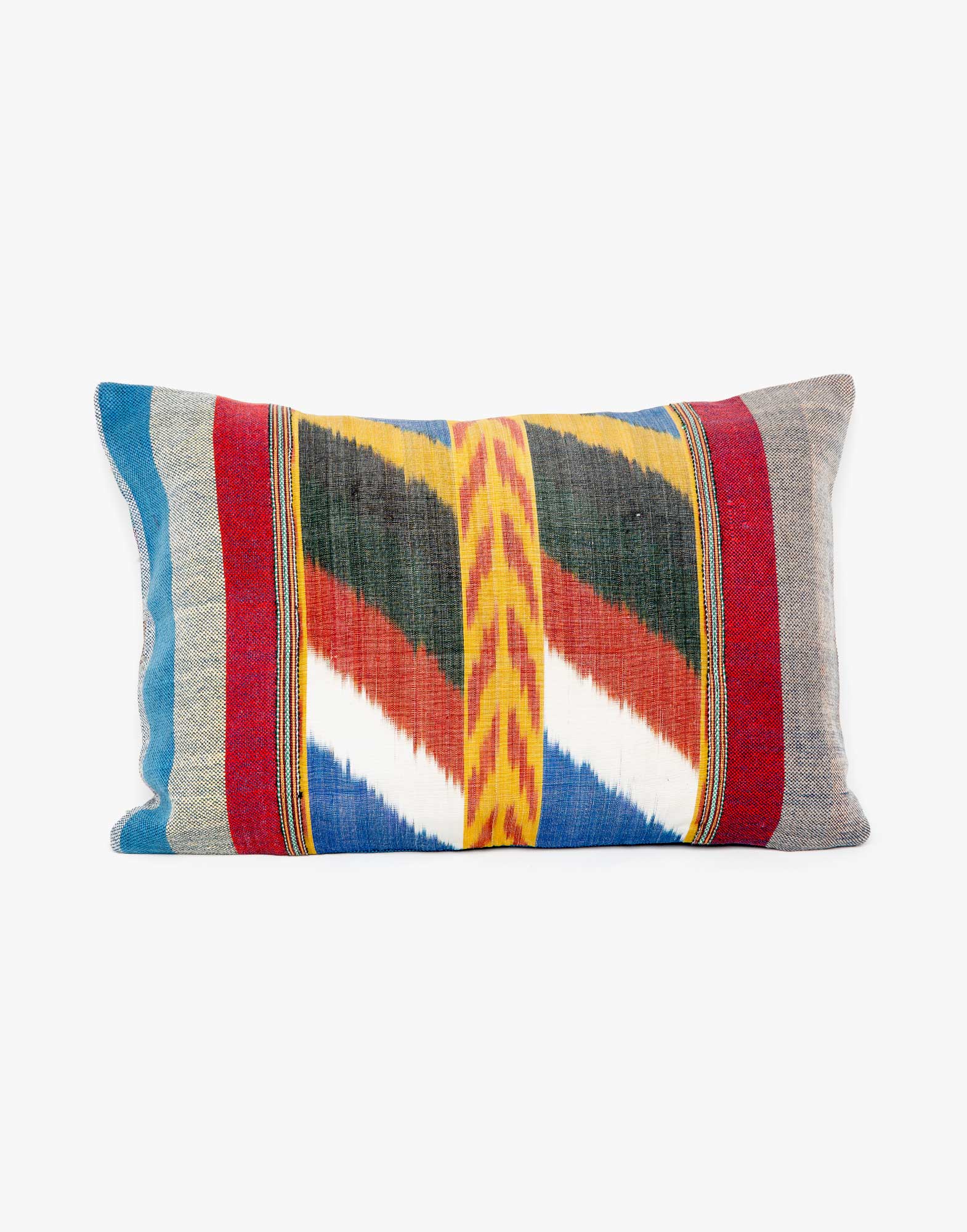 Handwoven Vintage Kilim and Ikat Patchwork Pillow