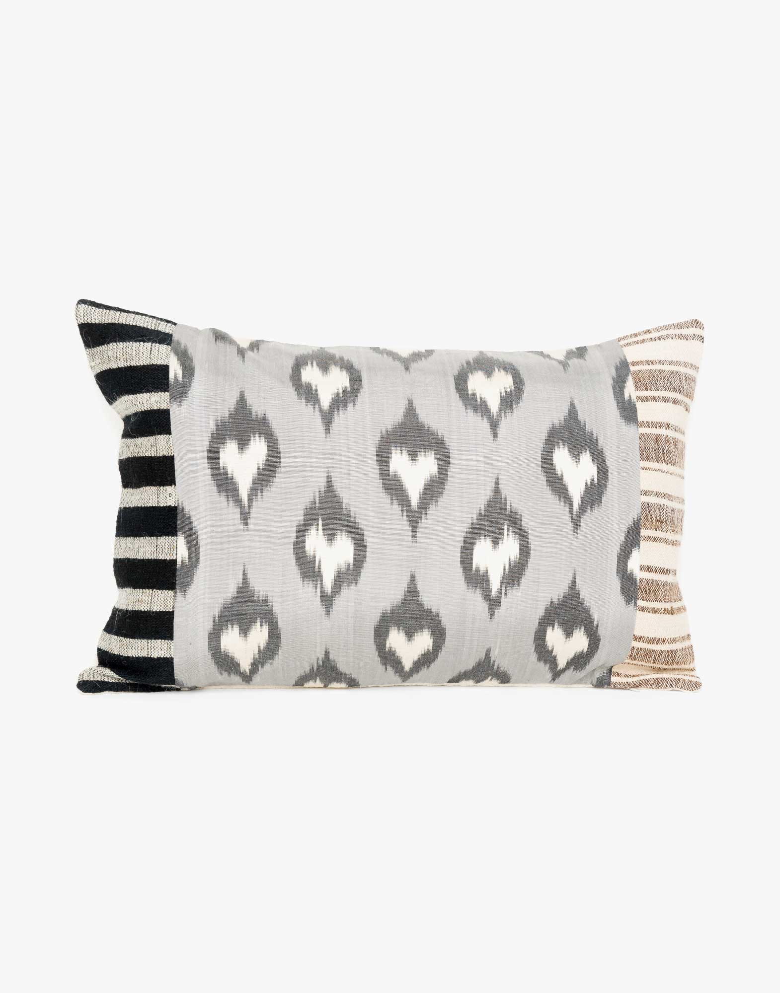 Handwoven Vintage Kilim and Ikat Patchwork Pillow