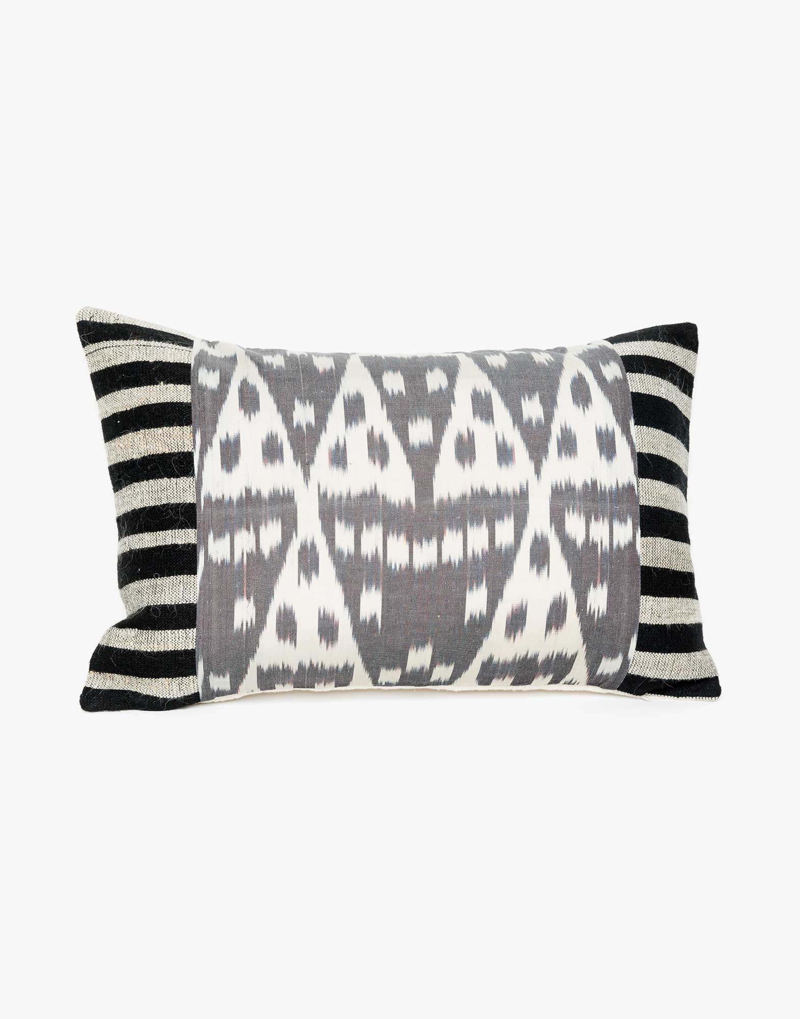 Handwoven Vintage Kilim and Ikat Patchwork Pillow