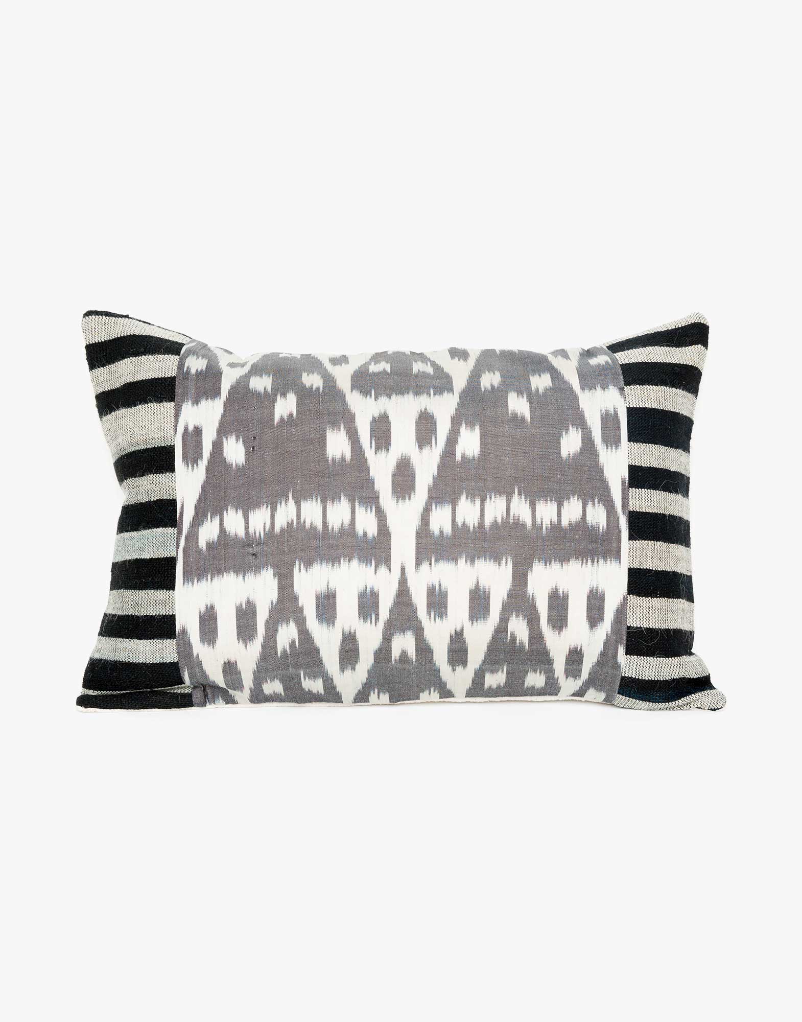 Handwoven Vintage Kilim and Ikat Patchwork Pillow