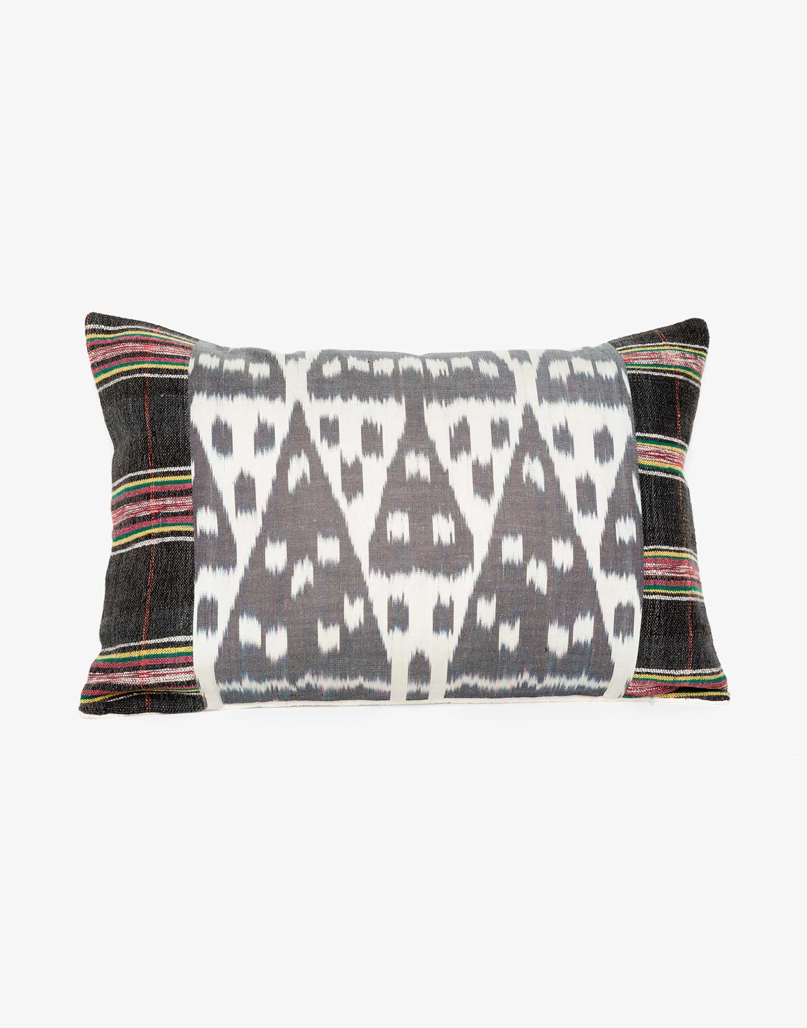 Handwoven Vintage Kilim and Ikat Patchwork Pillow