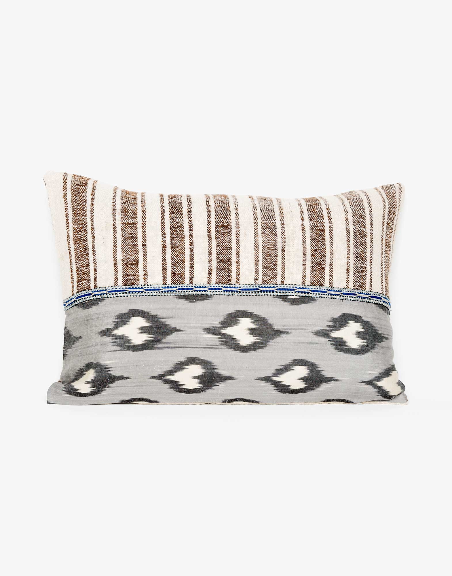 Handwoven Vintage Kilim and Ikat Patchwork Pillow