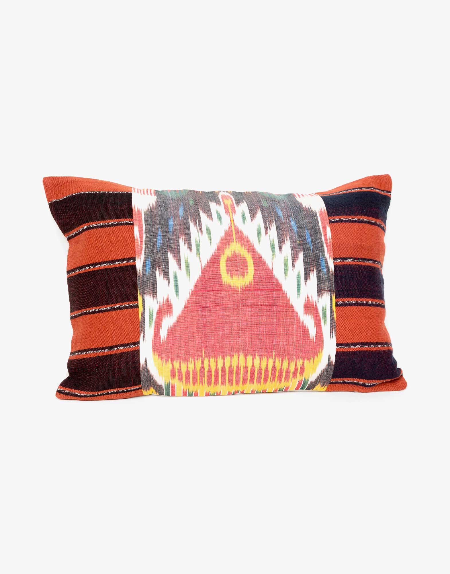 Handwoven Vintage Kilim and Ikat Patchwork Pillow