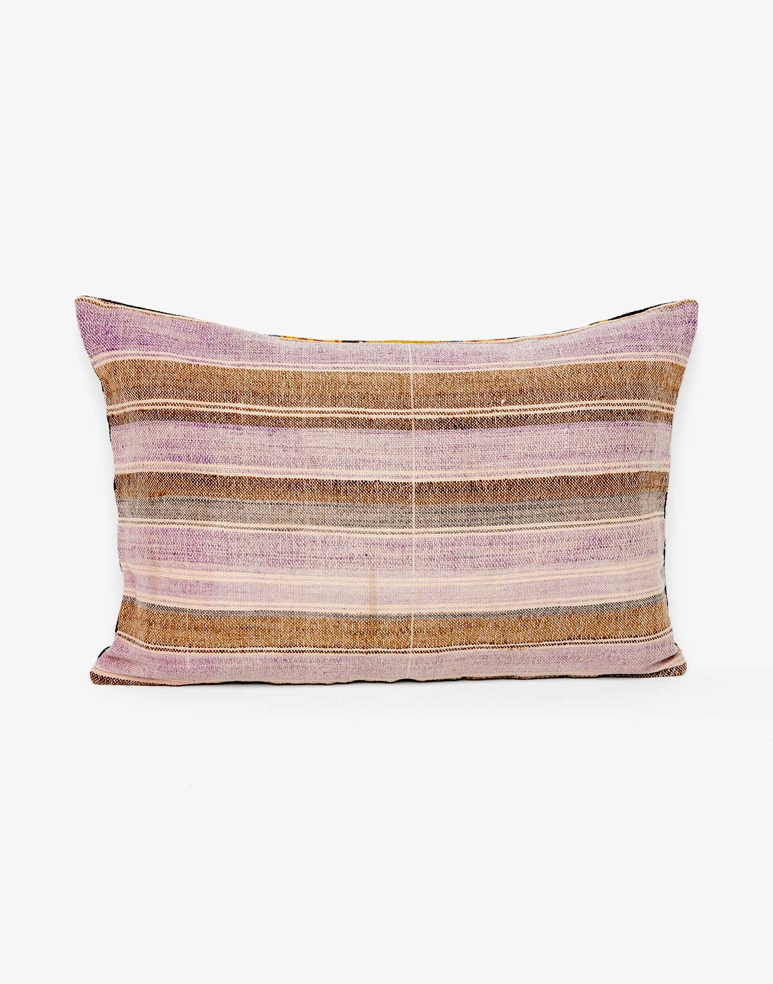 Handwoven Vintage Kilim and Ikat Patchwork Pillow