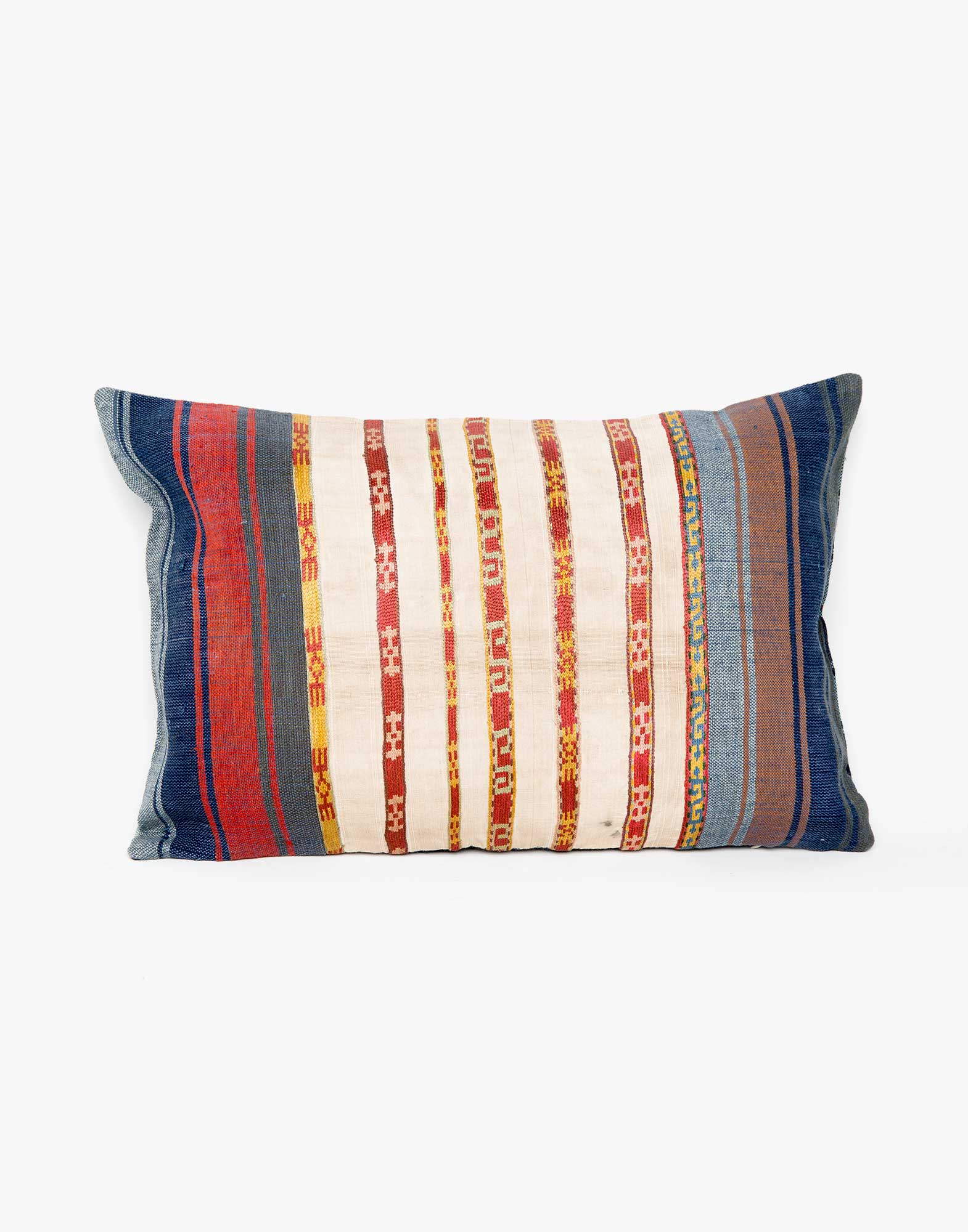 Handwoven Vintage Kilim and Ikat Patchwork Pillow