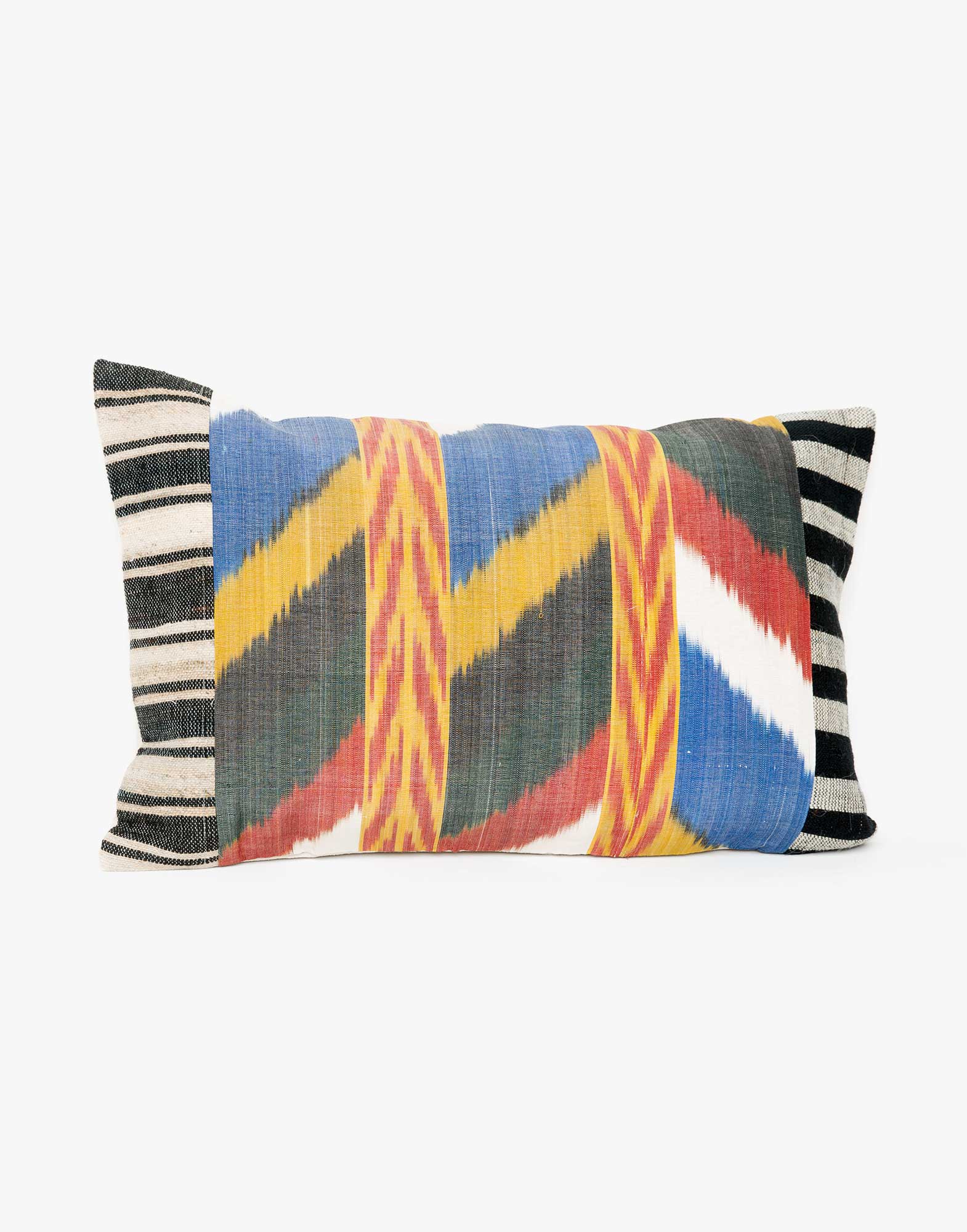 Handwoven Vintage Kilim and Ikat Patchwork Pillow