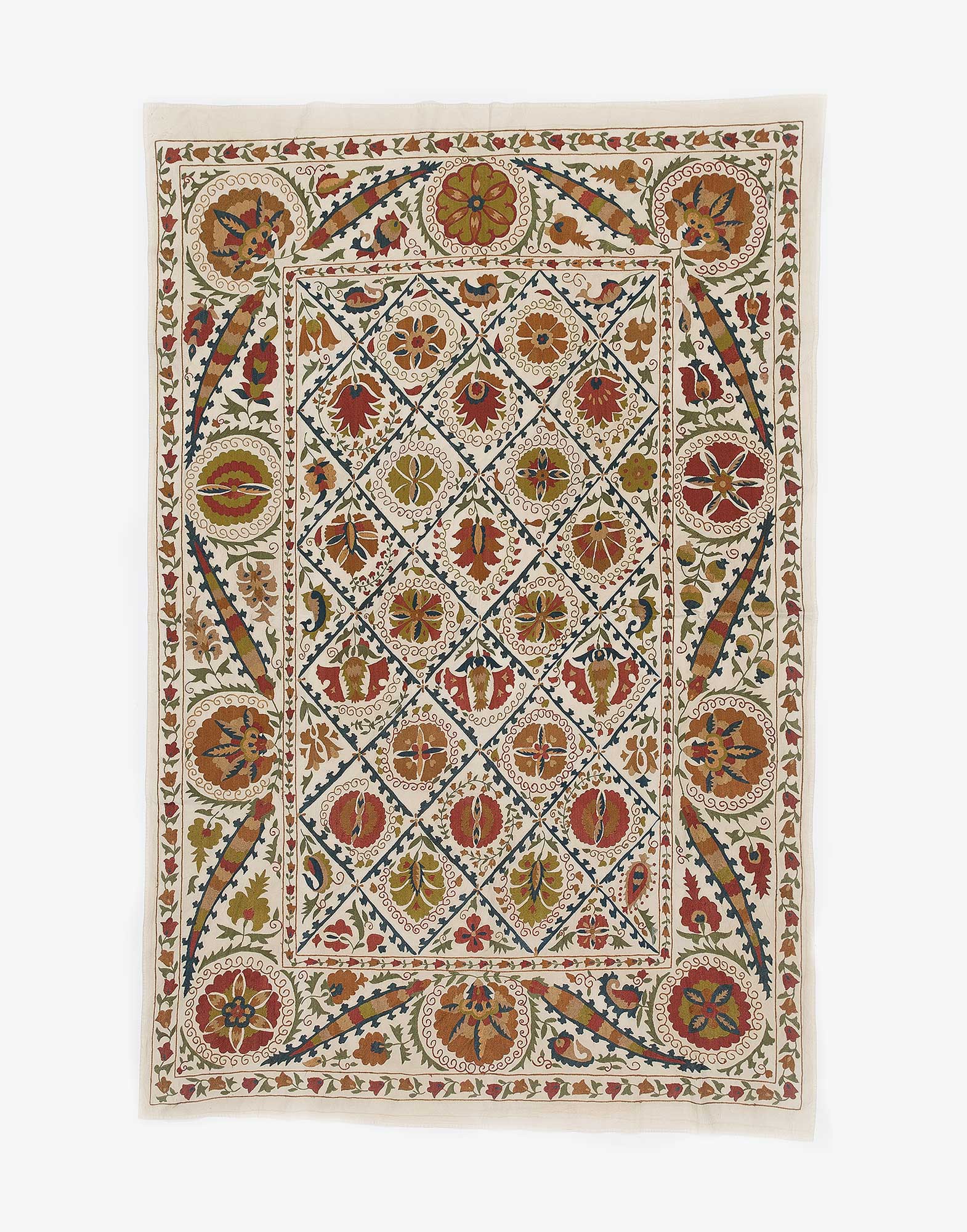 Uzbek Suzani Embroidered Bed Cover