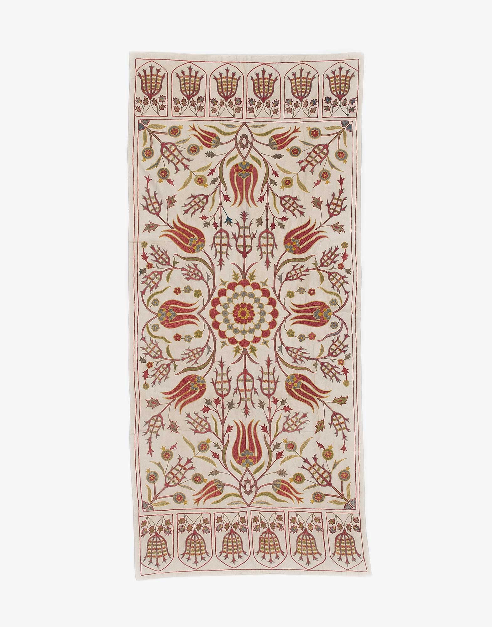 Uzbek Suzani Embroidered Silk Textile