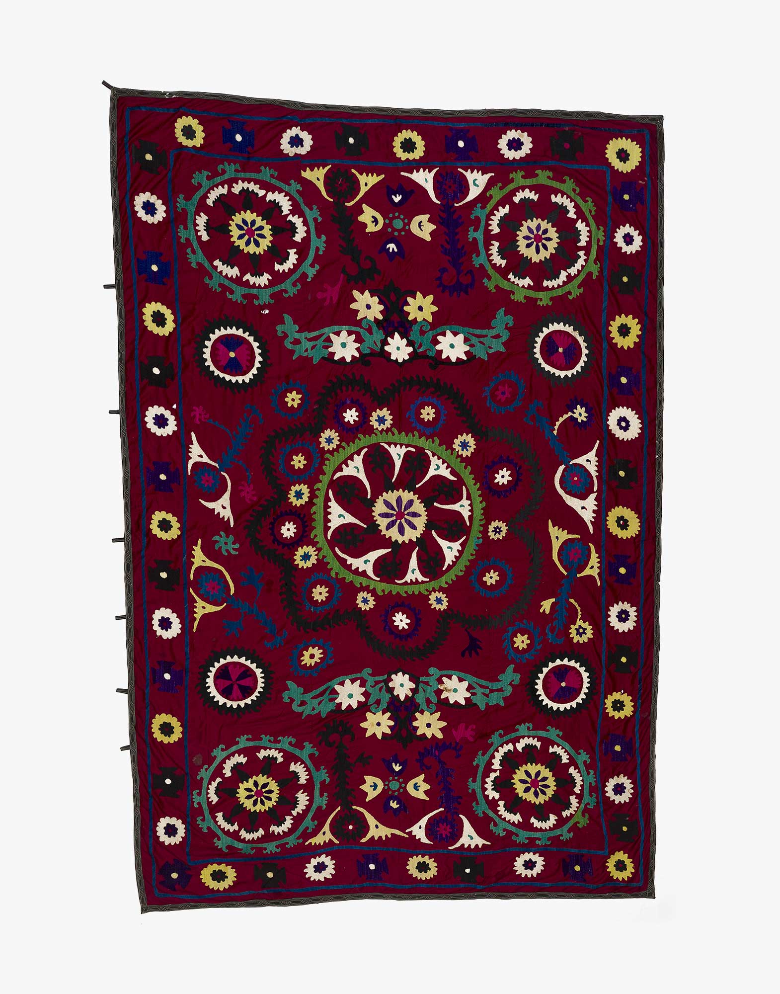 Vintage Uzbek Suzani Bed Cover